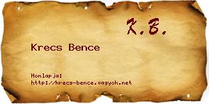 Krecs Bence névjegykártya